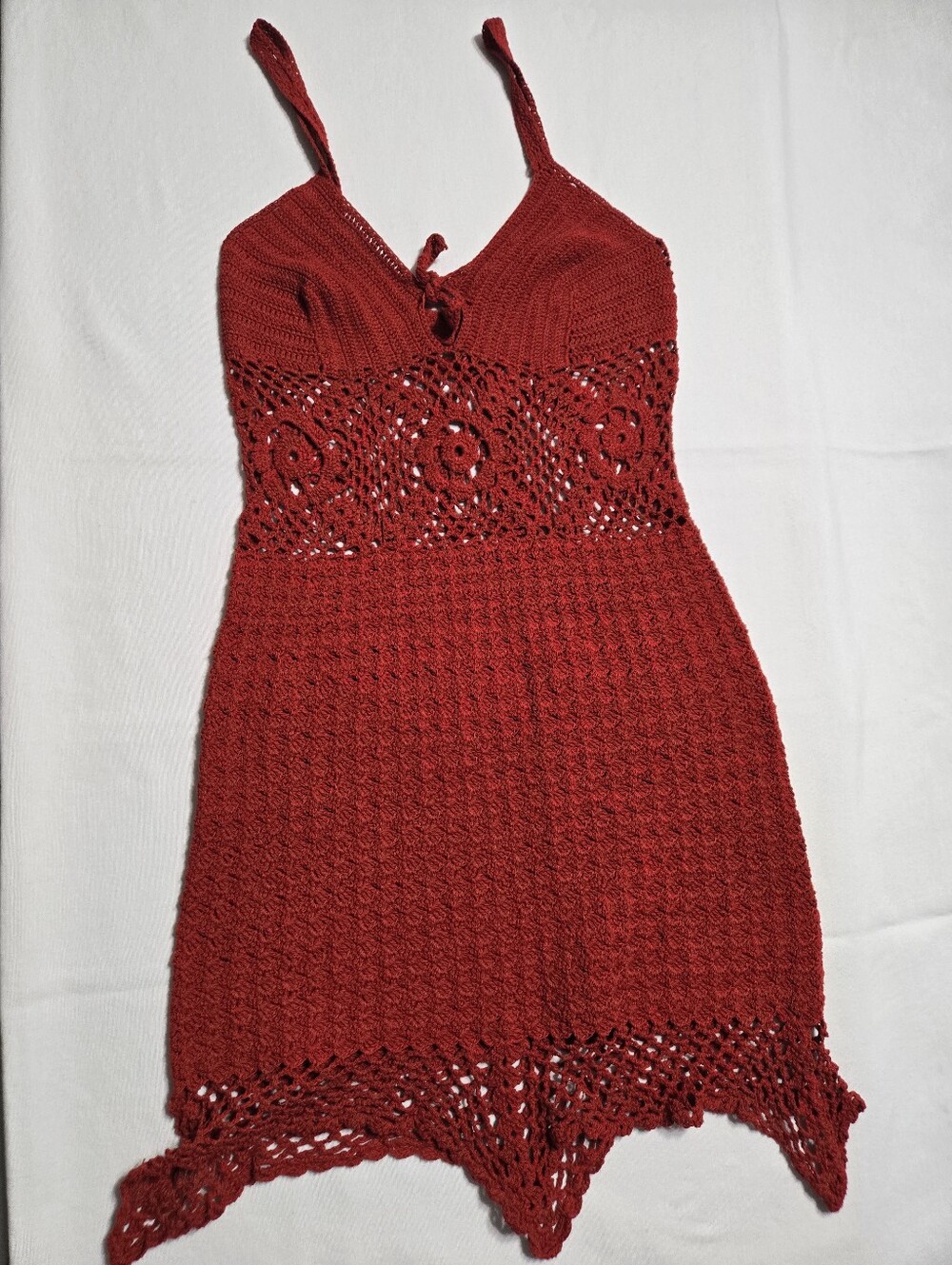 Women's Red Crotchet Mini Dress sz S
